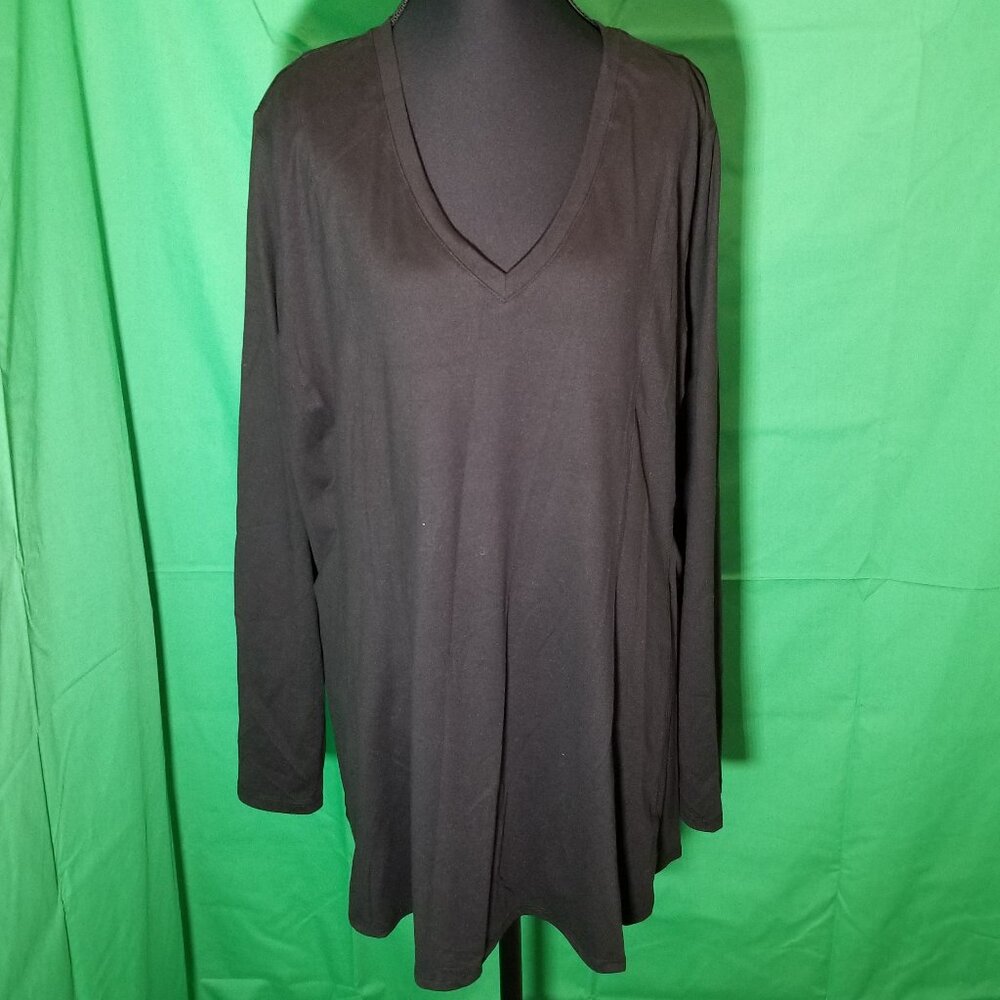 Lane Bryant Black Activewear V Neck Pullover Shirt Long Sleeve Size 18/20 Casual